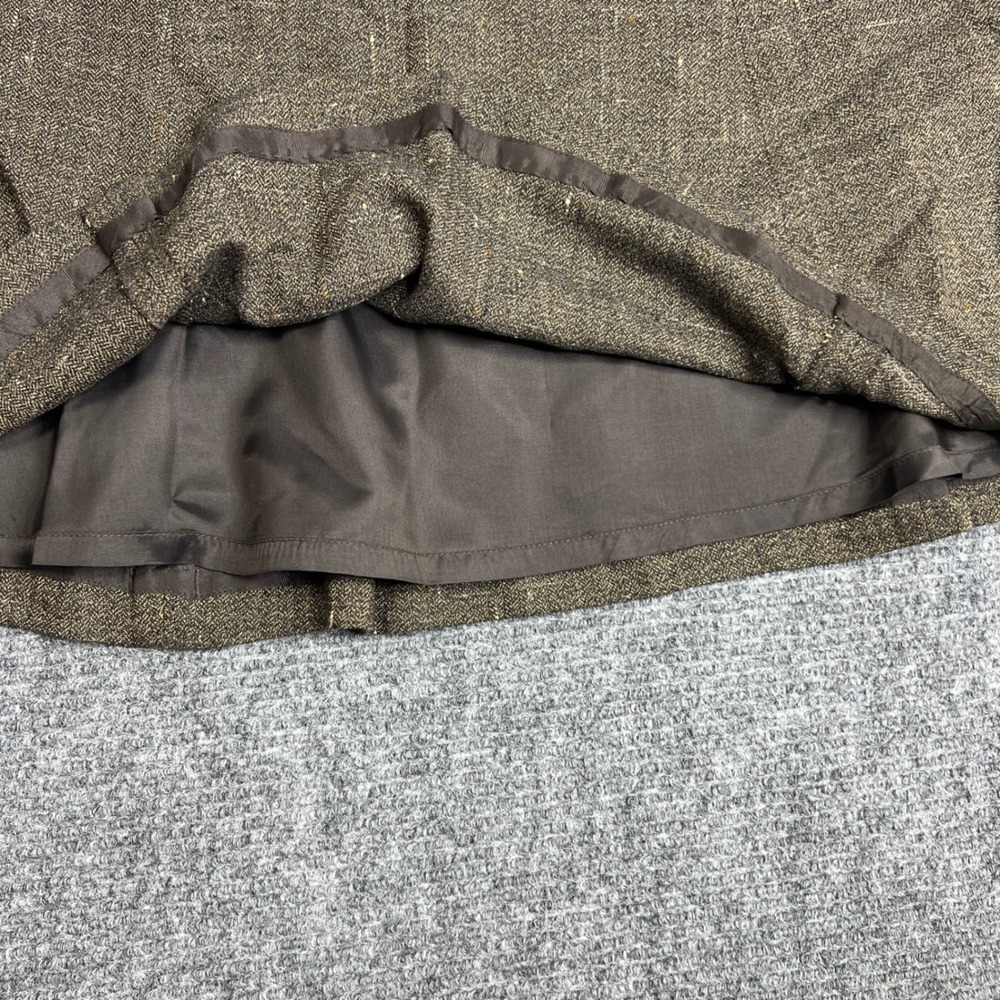 Ann Taylor LOFT Brown Herringbone Wool Blend A-Line Skirt Size 6 Side Zip Lined - Picture 6 of 8